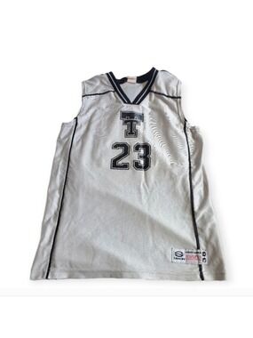 Saxon Basketball Jersey Vintage Silver Grey #23 Canada Made Large